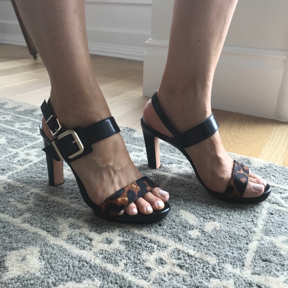 Animal print strappy heels